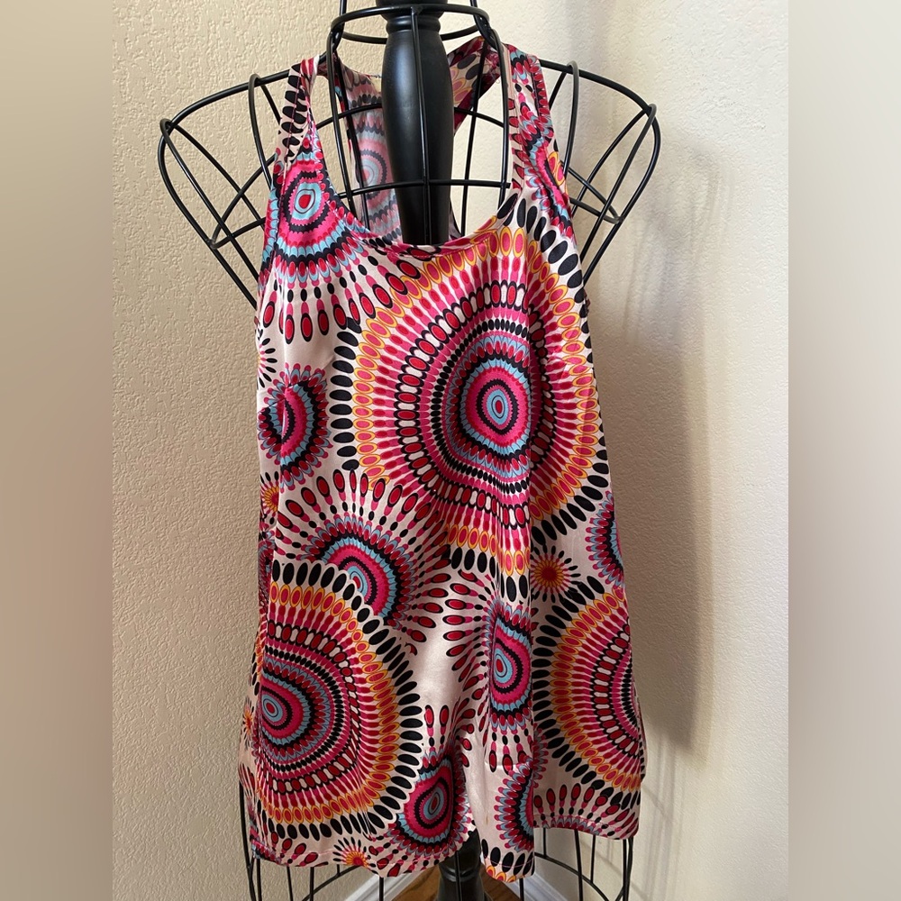 Aryeh Pink Patterned Tank Top Size Small